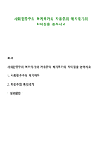 사회민주주의 복지국가와 자유주의 복지국가의 차이점을 논하시오-1