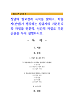 상담의 필요성과 목적을 밝히고 학습자가 생각하는 상담자의 기본원리와 자질을 전문적 인간적 자질로 우선순위를 두어 설명-1