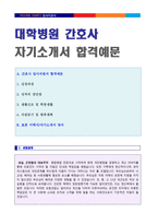 ★ 대학병원 간호사 자기소개서 합격예문 + 이력서양식 [종합/대학병원 간호사 자기소개서/간호사자기소개서샘플/간호사 자기소개서]-1