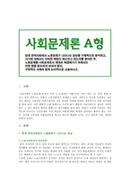 [사회문제론A형] 현재 한국사회에서의 노동문제 양상, 해결책, 노동문제를 사회문제로서의 쟁점과 과제 분석-1